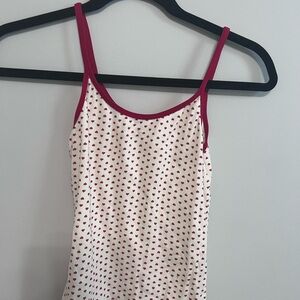 Brandy Melville White and Red Polka Dot Camisole